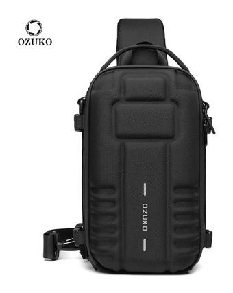 Ozuko 9565 Sert Kabuk Çapraz Siyah Erkek Sırt Çantası