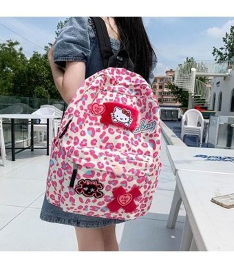 Forestbird Ins Sevimli Leopar Desenli Hello Kitty Kadın Sırt Çantası
