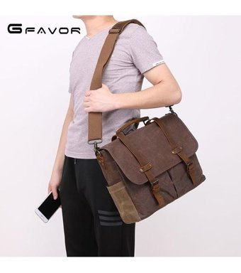 Gfavor T0012 Mumlu Kanvas Çapraz Kahverengi Erkek Sırt Çantası