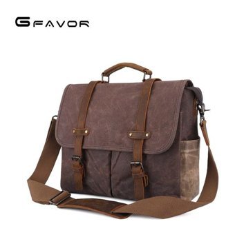 Gfavor T0012 Mumlu Kanvas Çapraz Kahverengi Erkek Sırt Çantası