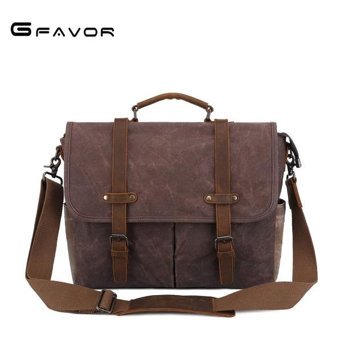 Gfavor T0012 Mumlu Kanvas Çapraz Kahverengi Erkek Sırt Çantası