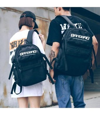 Generic Oxford Kumaş Çift Rocker Kaykay Siyah Kadın Sırt Çantası
