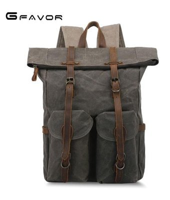Gfavor 7173 Yağlı Mumlu Kanvas Erkek Haki Sırt Çantası