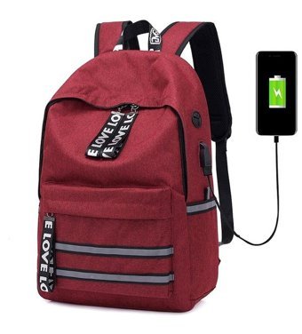 Generic K091 Usb Şarjlı Crossbody Anti Kırmızı Erkek Sırt Çantası