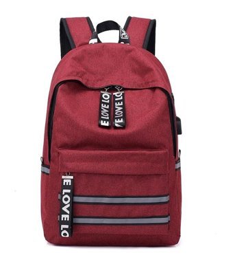 Generic K091 Usb Şarjlı Crossbody Anti Kırmızı Erkek Sırt Çantası