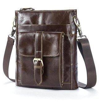 Generic Hakiki Deri Vintage Crossbody Siyah Erkek Sırt Çantası
