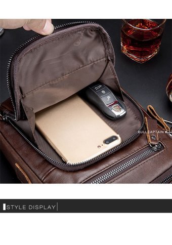 Bull Captan Retro Crossbody Erkek Sırt Çantası Koyu Kahverengi
