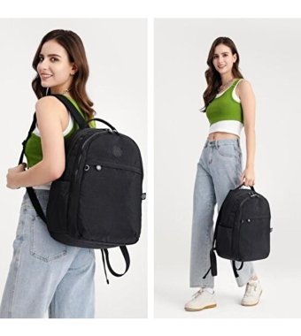 Smart Bags Büyük Boy Krinkıl Kumaş 3182 Siyah Kadın Sırt Çantası