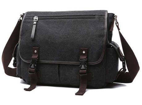 Zuolunduo Moda Kanvas Çapraz Siyah Erkek Sırt Çantası