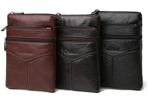 Generic Hakiki Deri Crossbody Seyahat Siyah Erkek Sırt Çantası