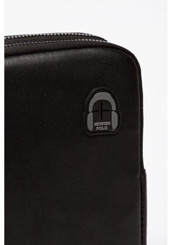 Newish Polo Hakiki Deri Minimal Siyah Erkek Sırt Çantası