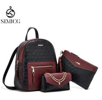 Sımıcg Yeni Moda Üçlü Set Siyah Kadın Sırt Çantası