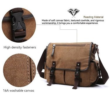 Zuolunduo Moda Kanvas Crossbody Haki Erkek Sırt Çantası