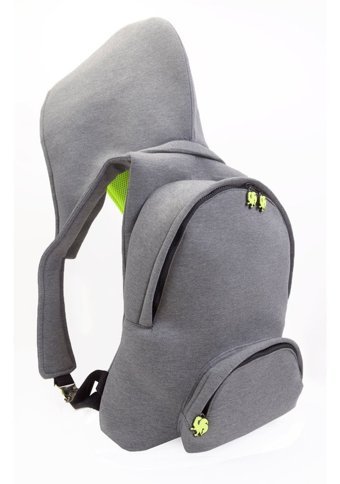 Mkm Morikukko Büyük Boy Gri Neon Sarı Kapüşonlu Gri Kadın Sırt Çantası