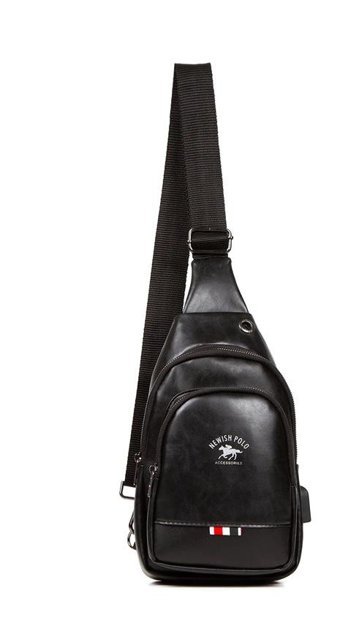 Newish Polo Body Bag Usb Kulaklık Çıkışlı Çapraz Siyah Erkek Sırt Çantası