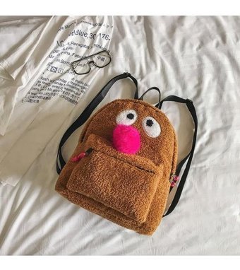 Sones Peluş Sevimli Kuş Çift Kız Kahverengi Kadın Sırt Çantası