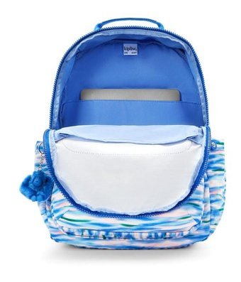 Generic Kıplıng Seoul Büyük Boy Desenli Dıluted Blue Kadın Sırt Çantası