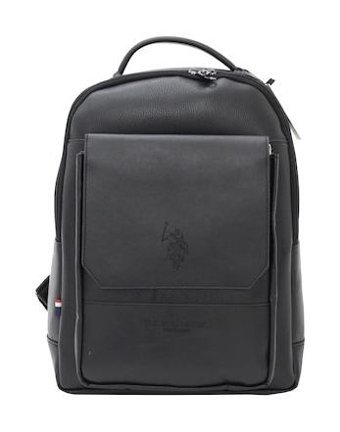 Plevr 21565 U.S. Polo Assn. Suni Deri Siyah Erkek Sırt Çantası