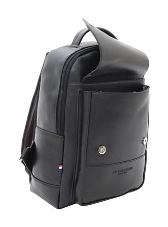 Plevr 21565 U.S. Polo Assn. Suni Deri Siyah Erkek Sırt Çantası