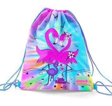 Coral High Mavi Pembe Flamingo Desenli İpli Büzgülü 22430 Kadın Sırt Çantası