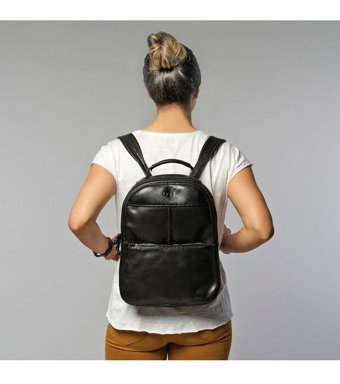 Gön Handmade Deri Muşa Siyah Kadın Sırt Çantası