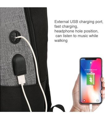 Sones 3 In 1 Bilgisayar Oxford Kumaş Çok Fonksiyonlu Usb Gri Erkek Sırt Çantası