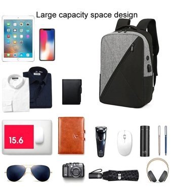 Sones 3 In 1 Bilgisayar Oxford Kumaş Çok Fonksiyonlu Usb Gri Erkek Sırt Çantası