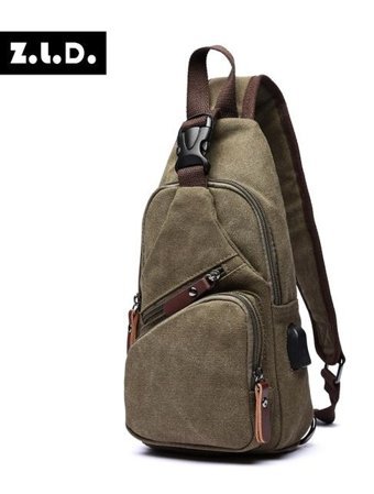 Zuolunduo Casual Usb Crossbody Erkek Haki Sırt Çantası