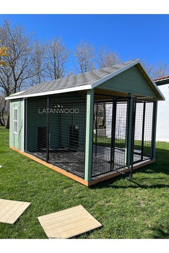 Latanwood Çitli Dış Mekan Ahşap Köpek Kulubesi