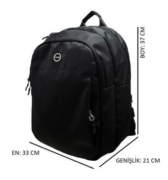 Fossil Siyah Gümüş Logo Siyah Erkek Sırt Çantası