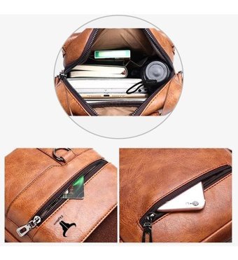 Generic Ekphero Suni Deri Vintage Crossbody Ofis İ Siyah Erkek Sırt Çantası