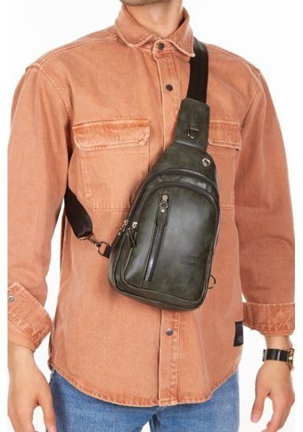 Newish Polo Body Bag Çapraz Ve Yeşil Suni Deri Erkek Sırt Çantası