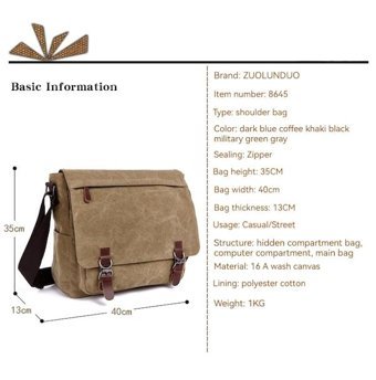 Zuolunduo Moda Çapraz Kahverengi Erkek Sırt Çantası