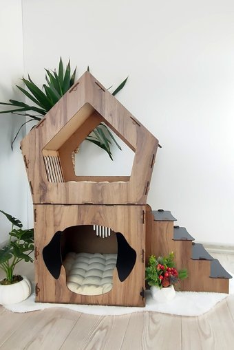 Onix Home Ev İçi Ahşap Köpek Kulubesi