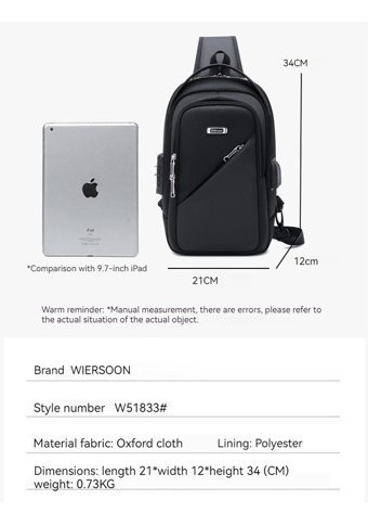 Wiersoon Moda Crossbody Siyah Erkek Sırt Çantası