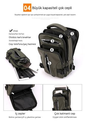 Luteshı Çok Fonksiyonlu Moda Günlük Crossbody Siyah Erkek Sırt Çantası