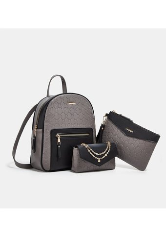 Sımıcg Yeni Moda Üçlü Set Gri Kadın Sırt Çantası