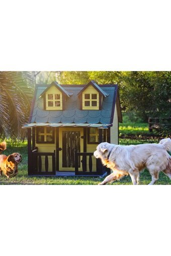 Mandu Golf Edition Yalıtımlı Çitli Dış Mekan Ahşap Köpek Kulubesi