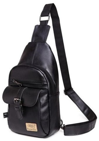 Generic Pu Deri Günlük Sling Crossbody Siyah Ortalama Erkek Sırt Çantası