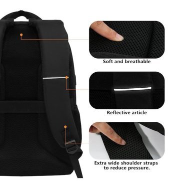 Osoce Büyük Kapasiteli Moda Siyah Erkek Sırt Çantası