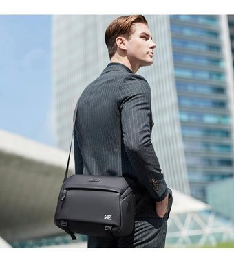 Wiersoon Fashionable Su Geçirmez Çapraz Askı Siyah Erkek Sırt Çantası