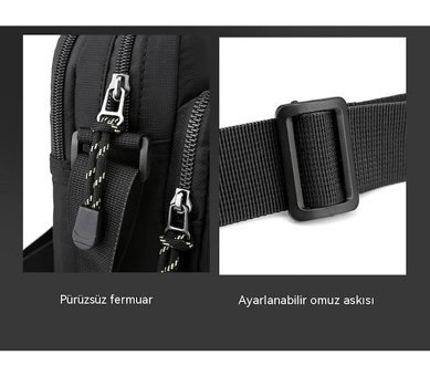 Eternal Luck Mini Çapraz Naylon Spor Küçük Siyah Erkek Sırt Çantası