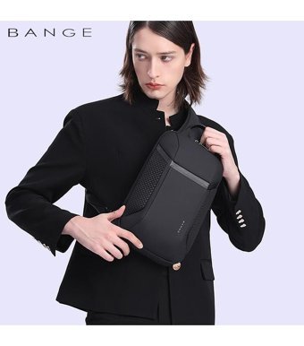 Bange Şık Büyük Kapasiteli Çapraz Askı Siyah Erkek Sırt Çantası