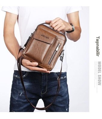 Eternal Luck Crossbody Erkek Haki Sırt Çantası - Açık Kahverengi