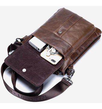 Generic Vintage Hakiki Deri Crossbody İçin Siyah Erkek Sırt Çantası
