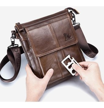 Generic Vintage Hakiki Deri Crossbody İçin Siyah Erkek Sırt Çantası