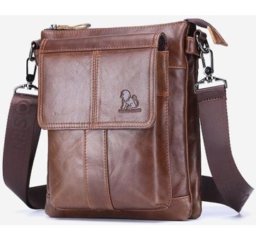 Generic Vintage Hakiki Deri Crossbody İçin Siyah Erkek Sırt Çantası