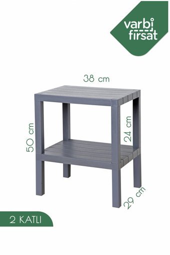Varbifırsat Dikdörtgen Plastik 29x38 cm Gri Kamp Sehpası