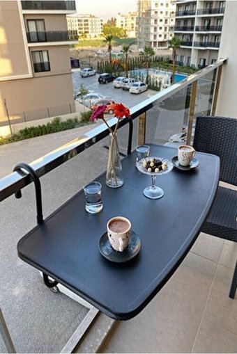 Cousınzhome Katlanabilir Dikdörtgen Metal 45x85 cm Siyah Kamp Masası