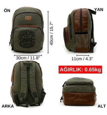 Oldcottoncargo 7184 Revilla Haki Rt Seyahat 15.6 Inç Erkek Sırt Çantası
